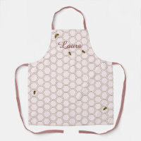 Honeycomb Bee Beekeeper Pink Personalised Apron
