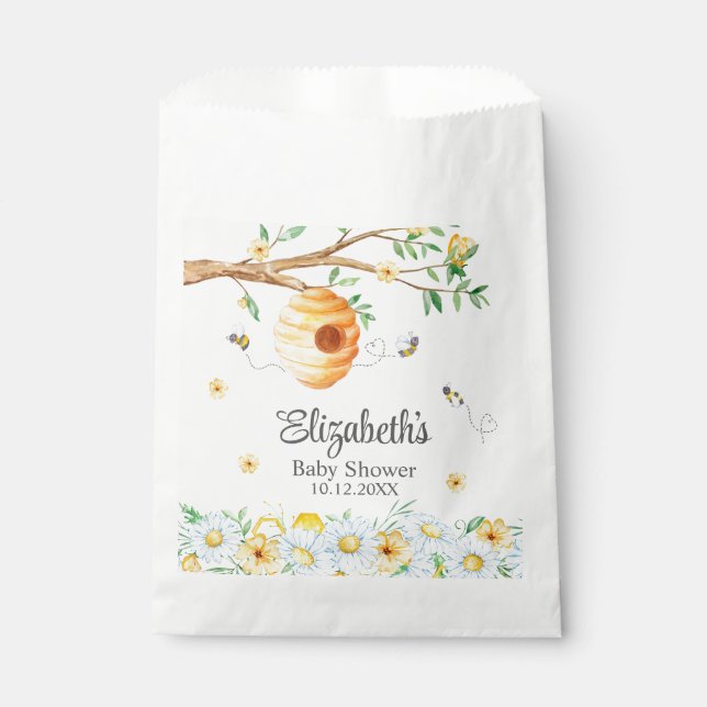 Honeycomb Bee Chamomile Baby Shower  Favour Bag (Front)
