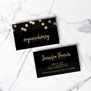 Honeycomb bee farm Apiary Gold Business Card