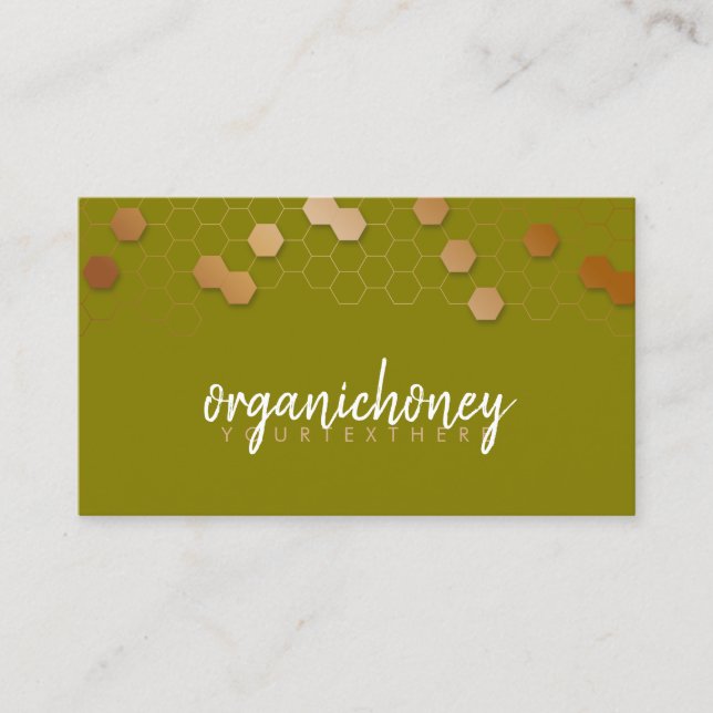 Honeycomb Bee Farm Apiary Green Gold Business Card (Front)