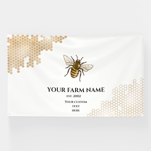 Honeycomb Bee Farm Beekeeper Apiarist Honeybees Bu Banner (Horizontal)