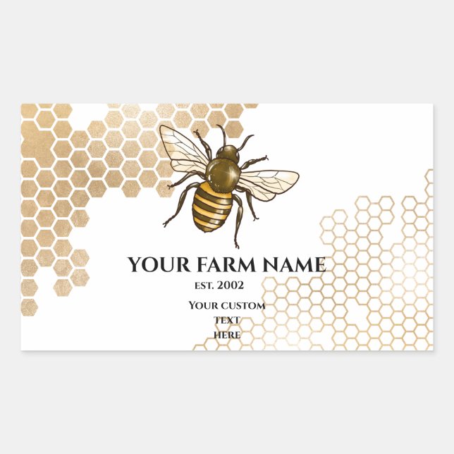 Honeycomb Bee Farm Beekeeper Apiarist Honeybees Bu Rectangular Sticker (Front)