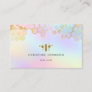 honeycomb bee logo on pastels background business business card