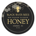 Honeycomb & Bee Raw Honey Label Black