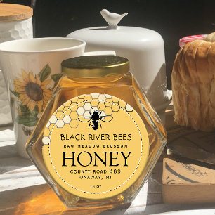 Honeycomb & Bee Raw Honey Label Provence Yellow