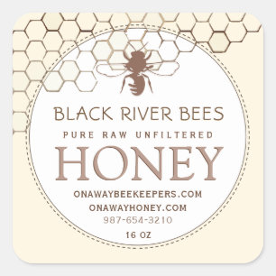 Honeycomb & Bee Raw Honey Label Yellow