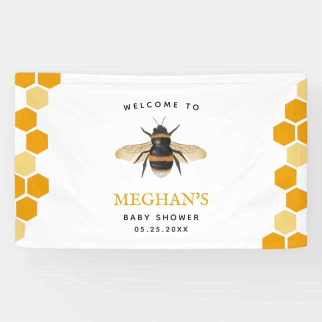 Honeycomb Bee Theme Baby Shower Welcome Banner (Horizontal)