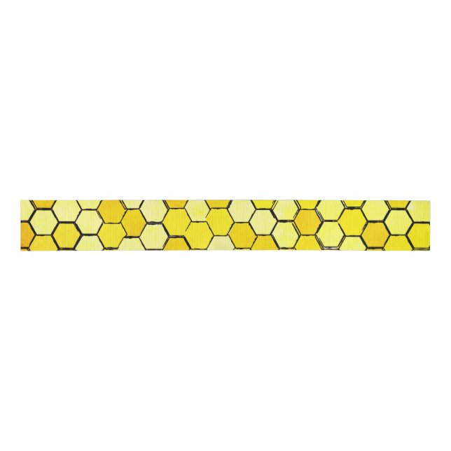 Honeycomb Bee Themed Grosgrain Ribbon (Front)