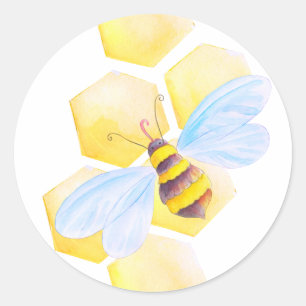 Honeycomb bee watercolor art stickers