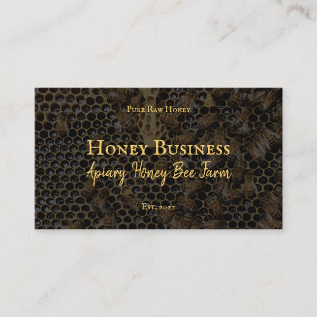 Honeycomb beekeeper pureraw farm photo Apiary Business Card (Front)