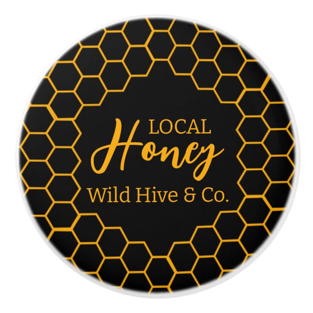 Honeycomb – Black or White Background Ceramic Knob (Front)