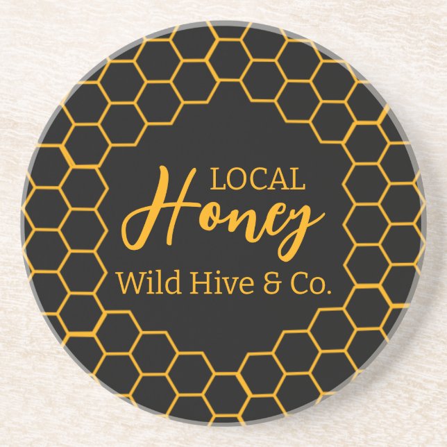 Honeycomb – Black or White Background Coaster (Front)