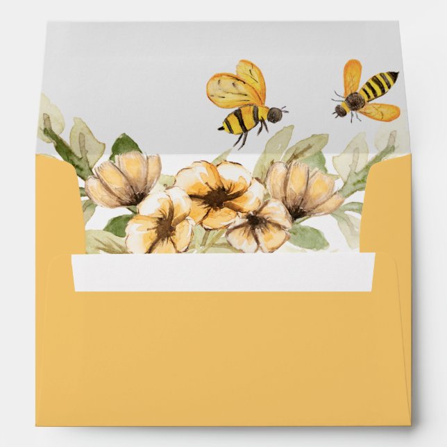 Honeycomb Bumblebee Baby Shower Customisable Envelope (Back (Bottom))