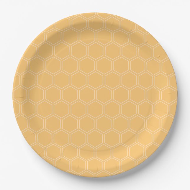 Honeycomb Bumblebee Baby Shower Paper Plate (Front)