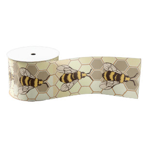 Honeycomb & Bumblebees Grosgrain Ribbon