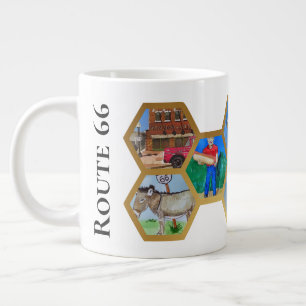 Honeycomb Collage pattern, Route 66 America Large Coffee Mug
