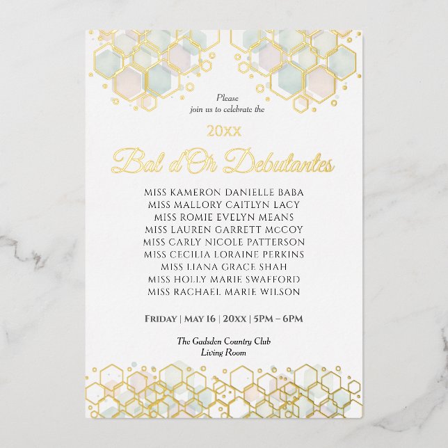 Honeycomb Corporate Elegance Gold Geometric  Foil Holiday Card (Front)