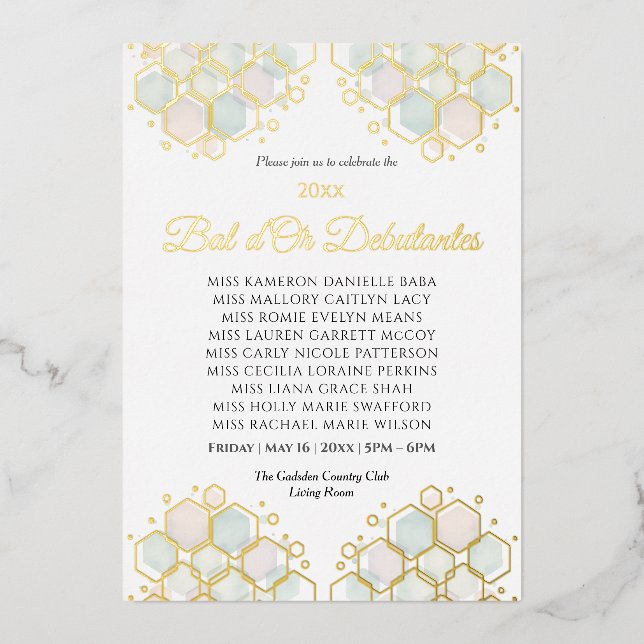 Honeycomb Corporate Elegance Gold Geometric  Foil Holiday Card (Front)