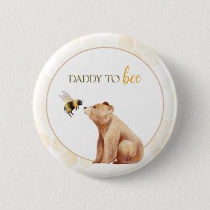 Honeycomb daddy to Bee Baby Bear Baby Shower  6 Cm Round Badge