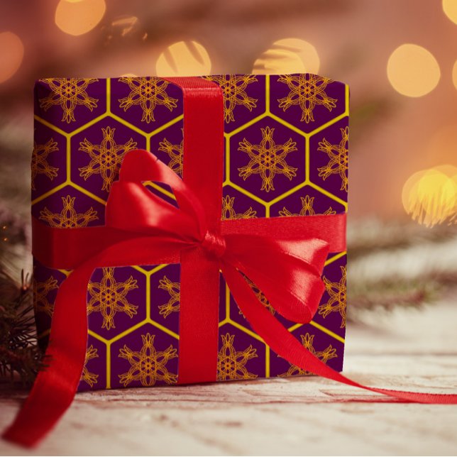 Honeycomb drawing pattern with royal flower wrapping paper (Creator Uploaded)