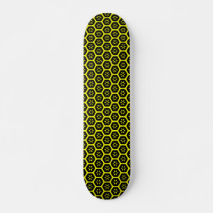 Honeycomb Flower - Black and Yellow Skateboard