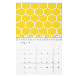 Honeycomb Geometric White Lines Bumblebee Calendar