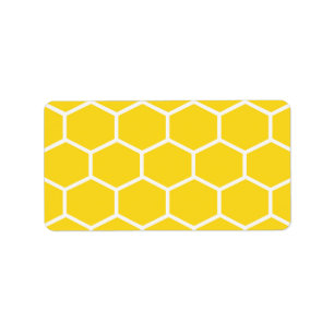 Honeycomb Geometric White Lines Bumblebee Label