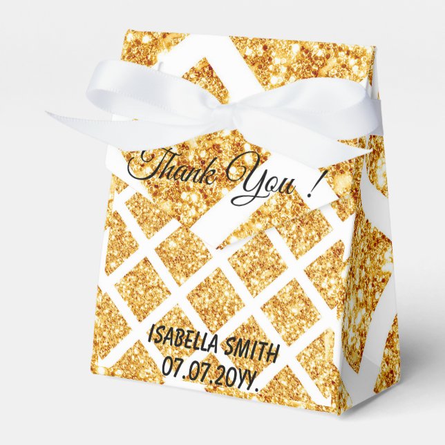 Honeycomb Gold Glitter Boho Popular Collection Favour Box (Front Side)
