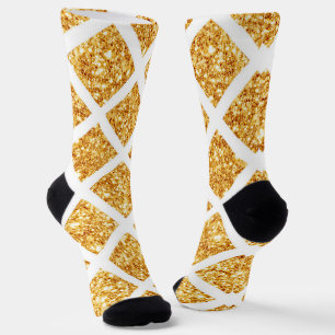 Honeycomb Gold Glitter Boho Popular Collection Socks