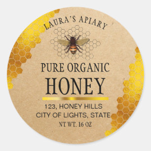 Honeycomb Gold Honey Bee Apiary Product Label