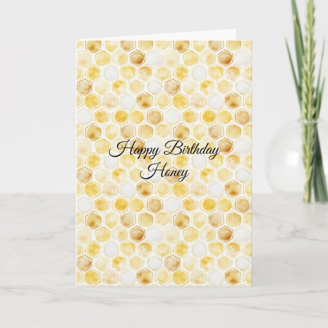 Honeycomb Gold Yellow Birthday Card (Front)