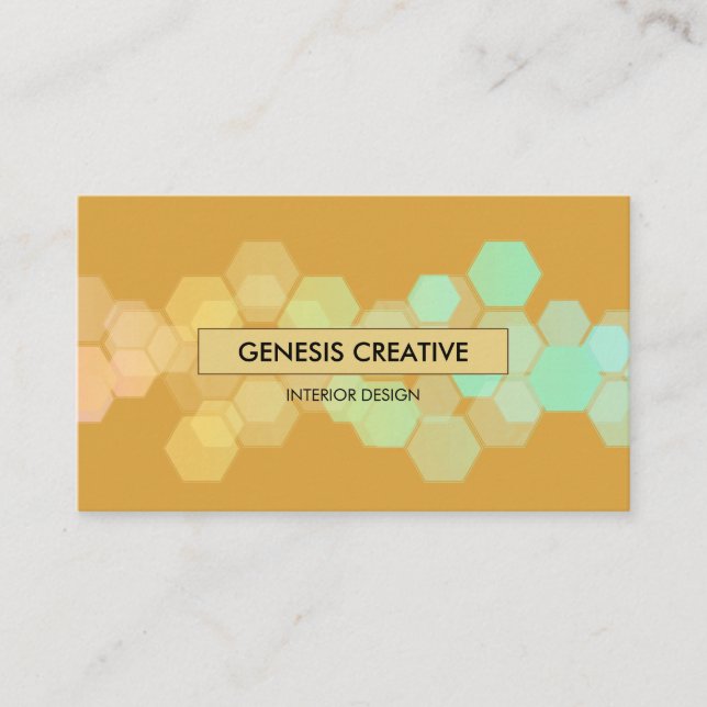 Honeycomb Gradient Amber Gold Designer Business Card (Front)