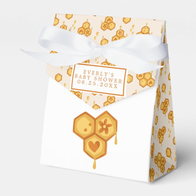 Honeycomb Honey Bee Cute Baby Shower Favour Box (Front Side)