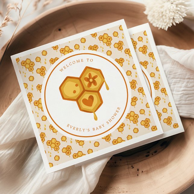 Honeycomb Honey Bee Cute Baby Shower Napkin (Creator Uploaded)