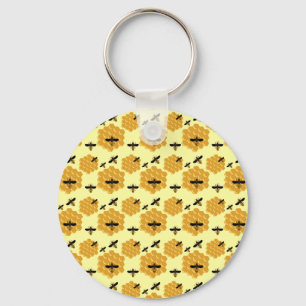 Honeycomb Honey Bees Insect Lover Yellow Beekeeper Key Ring