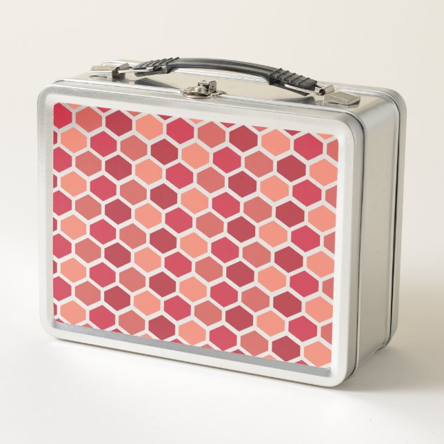 Honeycomb in Reds Metal Lunch Box (Front)