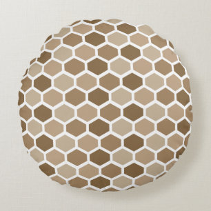 Honeycomb in Sand Round Cushion