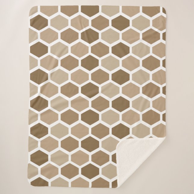 Honeycomb in Sand Sherpa Blanket (Front)