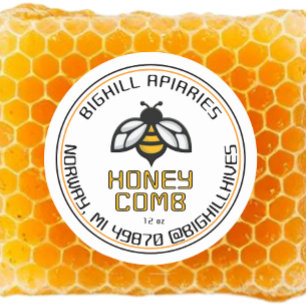 Honeycomb Label Yellow Bee Beekeeper Contact Info