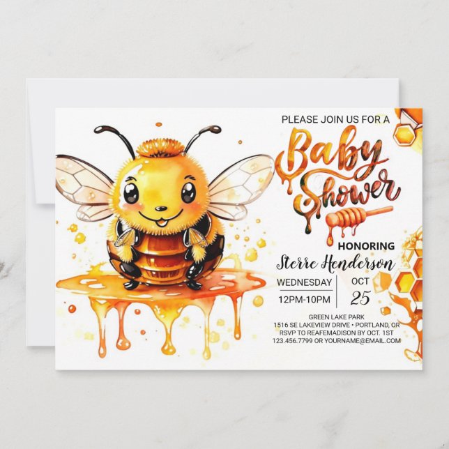 Honeycomb Magic Whimsical Baby Shower Invitation (Front)