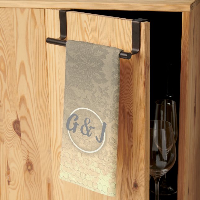 Honeycomb Monogram Kitchen Towels (Thirds Fold)