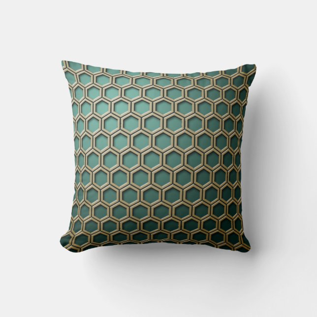 Honeycomb on Teal Cushion (Front)