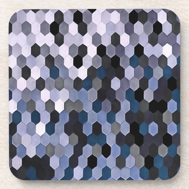 Honeycomb Pattern In Grey and Blue Wintry Colours Coaster (Front)