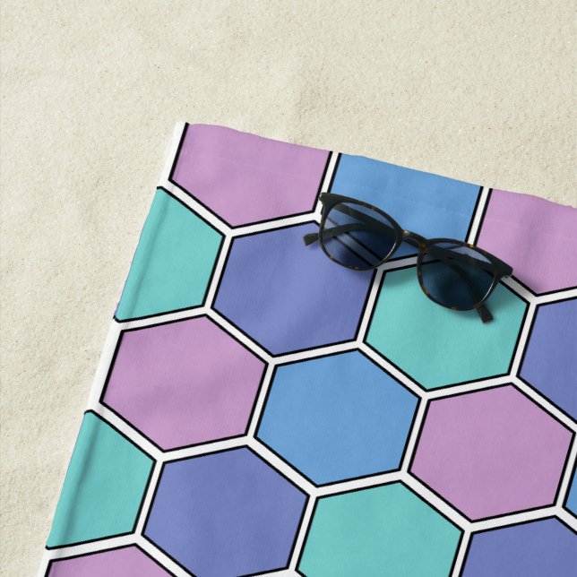 Honeycomb Pattern Pastels Beach Towel (In Situ)