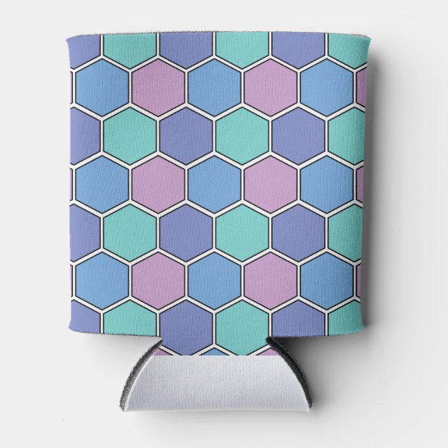 Honeycomb Pattern Pastels Can Cooler (Front)