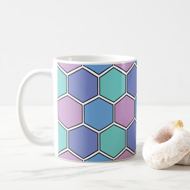 Honeycomb Pattern Pastels Coffee Mug (With Donut)