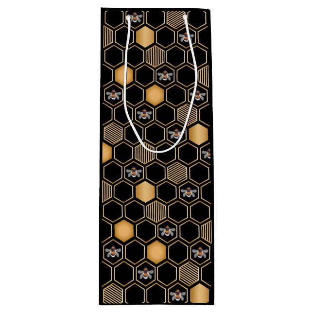 Honeycomb Pattern Wine Gift Bag (Front)