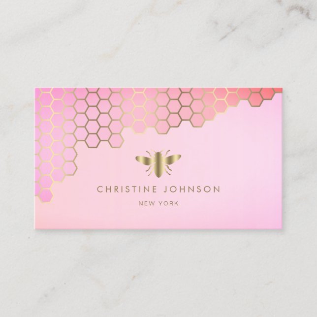 honeycomb pink business card (Front)