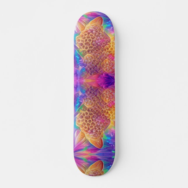 Honeycomb psychedelic digital art  skateboard (Front)