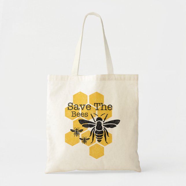 Honeycomb Save The Bees Tote Bag (Front)